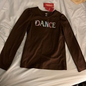 Gymboree brown sequin DANCE long sleeve t-shirt sequin ballerina size 12 NWT